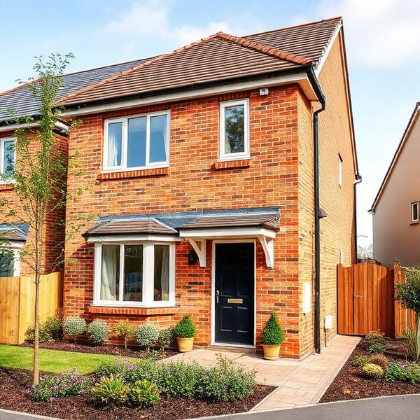 New build home exterior with landscaping